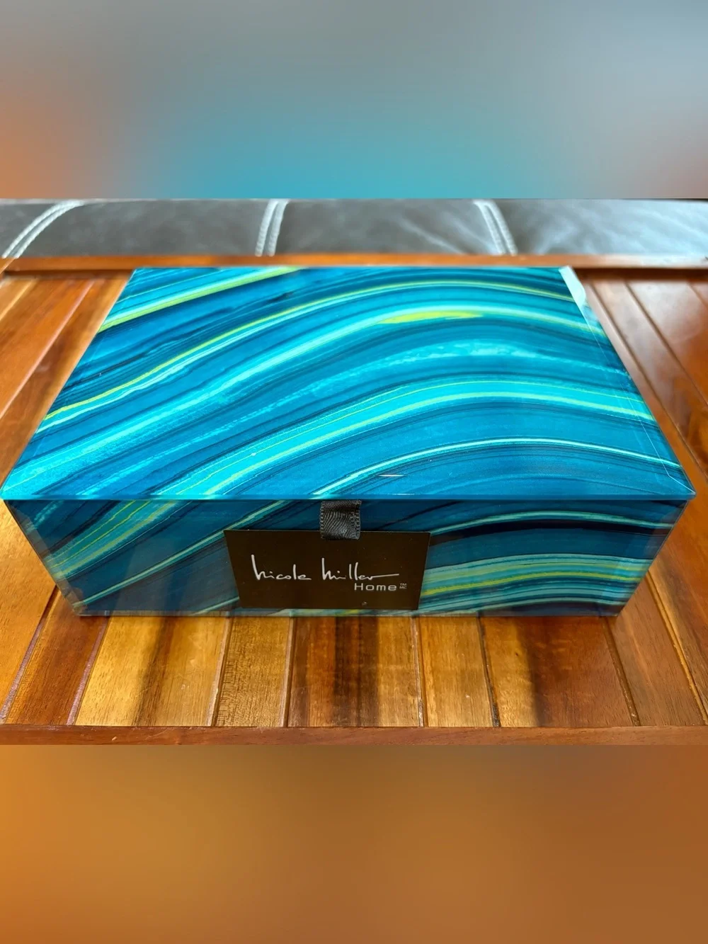Nicole Miller Home Teal Blue Large Designer Jewelry / Vanity Box